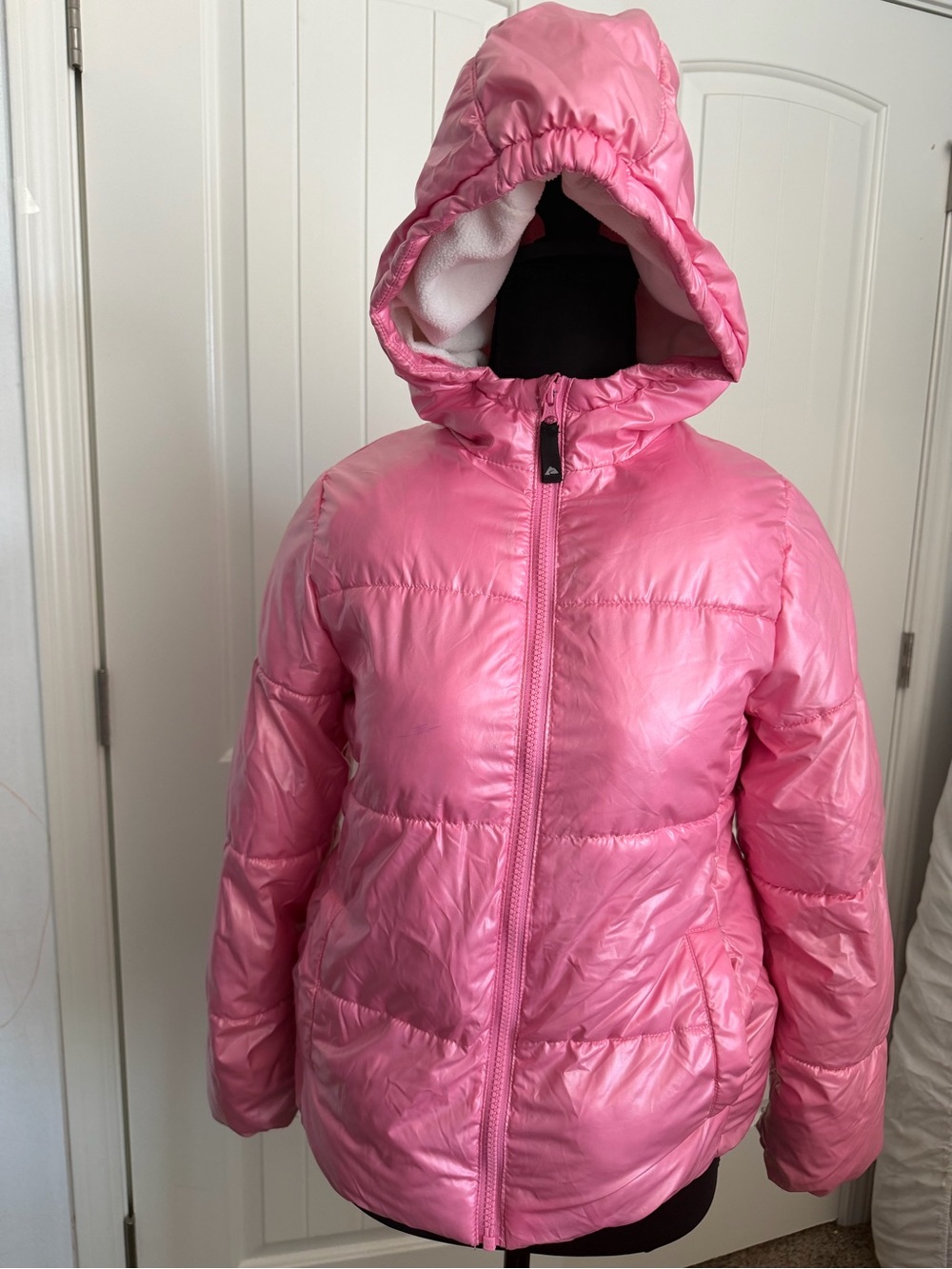 Ozark Trail Pink Hooded Girls' Puffer Jacket